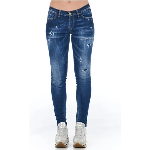 Skinny Denim Jeans mit Abgenutzter Waschung , Damen, Größe: W26 - Frankie Morello - Modalova