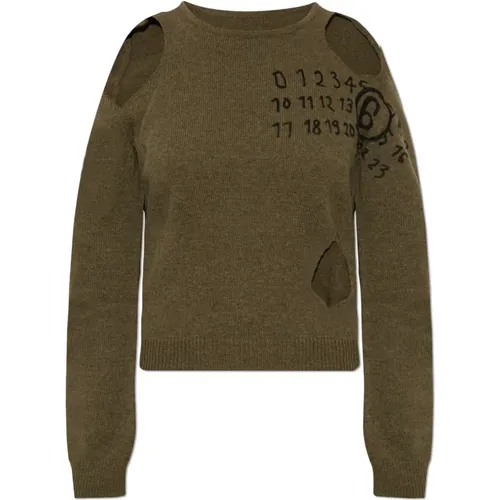 Pullover mit dekorativen Ausschnitten , Damen, Größe: M - MM6 Maison Margiela - Modalova