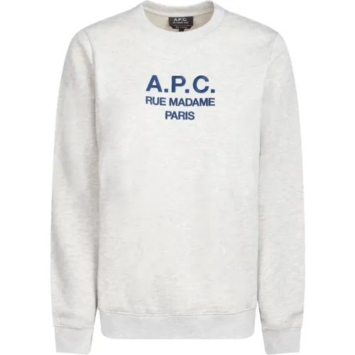 Sweatshirts, female, , Size: L Grey Logo Print Sweatshirt - A.p.c. - Modalova