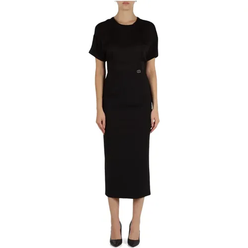 Midi Viskosekleid mit Reißverschluss , Damen, Größe: XS - Twinset - Modalova