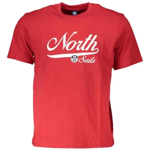 Druck Logo Rundhals T-Shirt , Herren, Größe: S - North Sails - Modalova