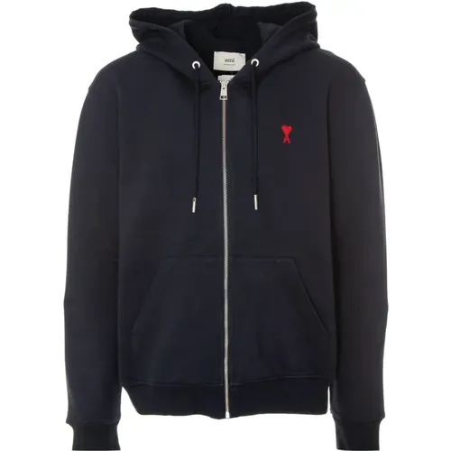 Hooded Zip-Up Sweat Jacket , male, Sizes: 2XL, L, XL - Ami Paris - Modalova