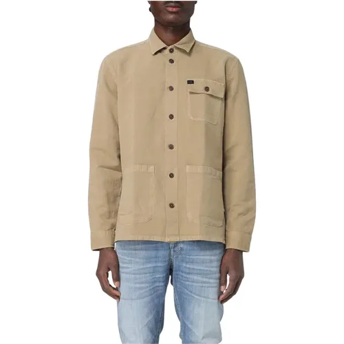 Casual Shirts, male, , Size: M Brown LongSleeve Shirt with Pockets - Fay - Modalova