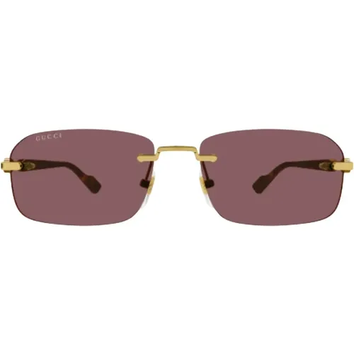 Sunglasses, male, , Size: 56 MM Rectangular Sunglasses Brown Fall Winter Collection - Gucci - Modalova