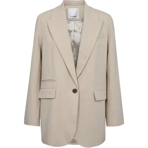 Einreihiger Leinenblazer 199-Bone - Co'Couture - Modalova