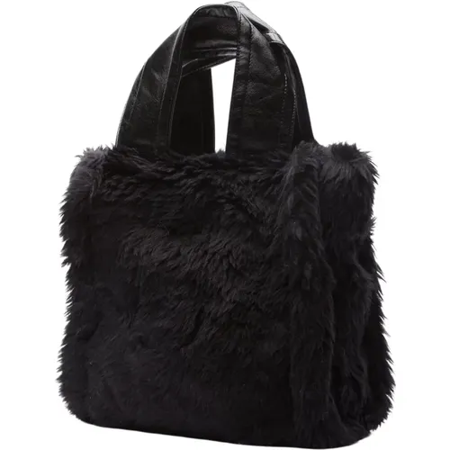 Handbags, female, , Size: ONE SIZE Faux Fur Tote Bag with Handles - Stand Studio - Modalova