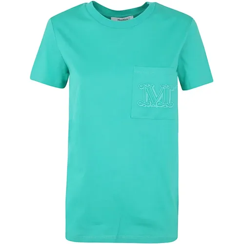 Mintgrünes T-Shirt mit Seitentasche , Damen, Größe: S - Max Mara - Modalova