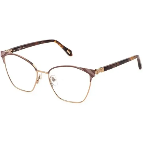Stilvolle Kupfer Goldfarbene Brille mit farbigen Teilen , unisex, Größe: 55 MM - Just Cavalli - Modalova