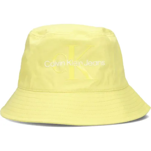 Monogram Bucket Hat Gelb Textil , Damen, Größe: ONE Size - Calvin Klein - Modalova