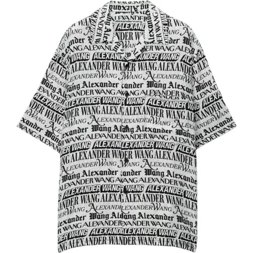 Newspaper Print Oversized Casual Shirt , female, Sizes: L, M - alexander wang - Modalova