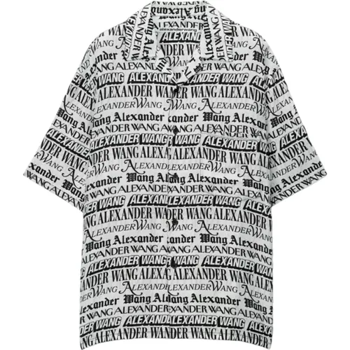 Newspaper Print Oversized Casual Shirt , female, Sizes: M - alexander wang - Modalova