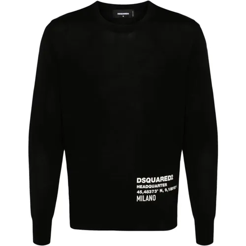 Klassischer Schwarzer Pullover Strick Aw24 , Herren, Größe: 3XL - Dsquared2 - Modalova