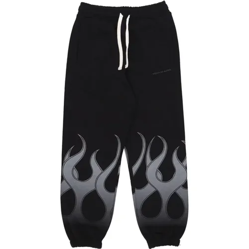 Sweatpants, male, , Size: M Flames /Grey Tracksuit Pants - Vision OF Super - Modalova