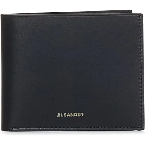 Leather Bi-fold Wallet with Silver Logo Print , male, Sizes: ONE SIZE - Jil Sander - Modalova