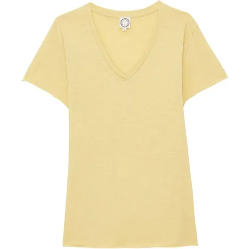 Elegantes V-Ausschnitt T-Shirt Zitrone , Damen, Größe: S - Ines De La Fressange Paris - Modalova