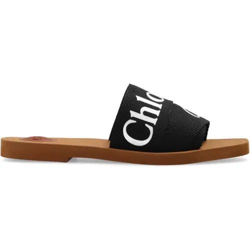 Sliders, female, , Size: 5 US Woody Flat Mule - Chloé - Modalova