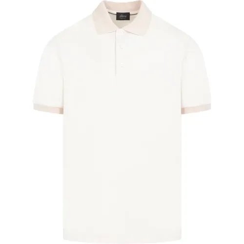 White Cream Cotton Polo Shirt , male, Sizes: M, L - Brioni - Modalova