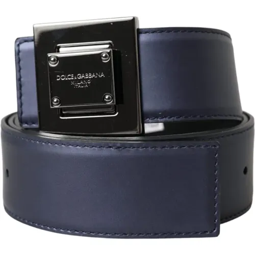 Leather Belt with Square Buckle , female, Sizes: 80 CM - Dolce & Gabbana - Modalova