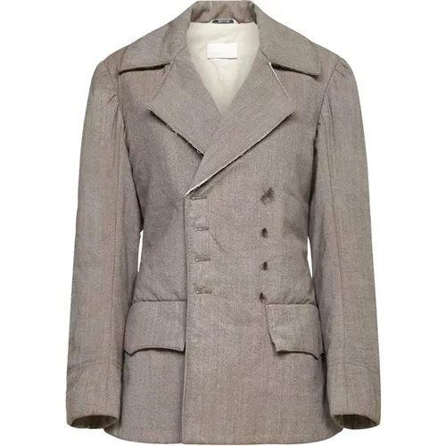 Blazers, female, , Size: S Wool Blazer, Double-Breasted, Fully Lined - Maison Margiela - Modalova