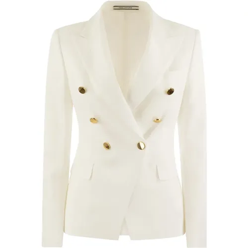 Blazers, female, , Size: M Double Breasted Jersey Blazer - Tagliatore - Modalova