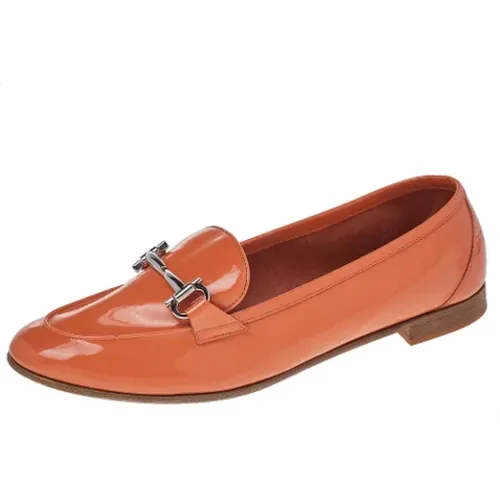 Pre-owned Flats, female, , Size: 10 1/2 US Pre-owned Leather flats - Salvatore Ferragamo Pre-owned - Modalova