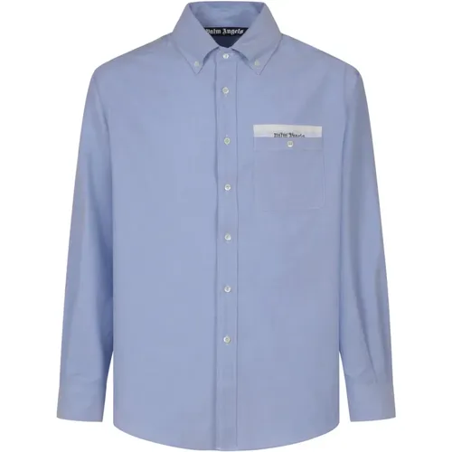 Blaues Sartorial Tape Hemd,Sartorial-Tape Baumwollhemd - Palm Angels - Modalova