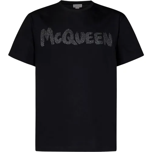 T-Shirts, male, , Size: L Glitter Logo T-Shirt - alexander mcqueen - Modalova