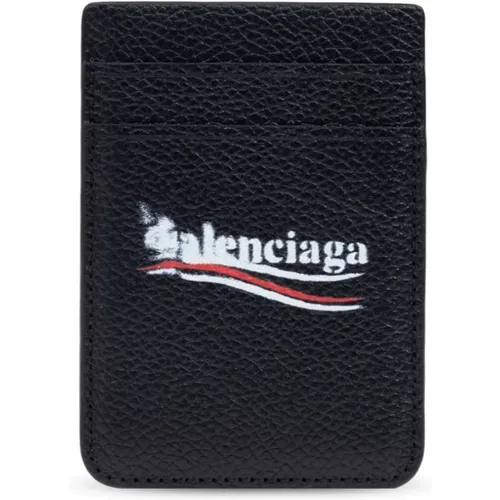 Grained Leather Wallet Logo Print , male, Sizes: ONE SIZE - Balenciaga - Modalova