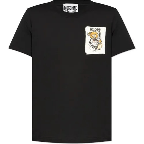 T-shirt with print , female, Sizes: S, L, M, XS - Moschino - Modalova