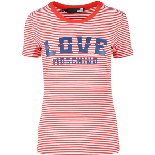 T-Shirts, female, , Size: XS Cotton Elastane T-shirt - Love Moschino - Modalova