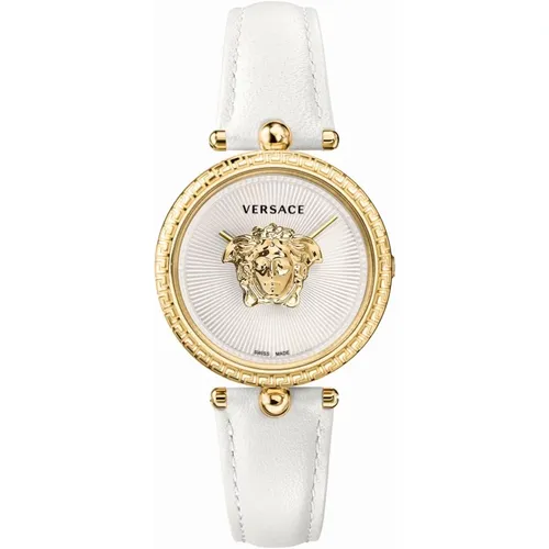 Palazzo Empire White Leather Gold Steel Watch , female, Sizes: ONE SIZE - Versace - Modalova