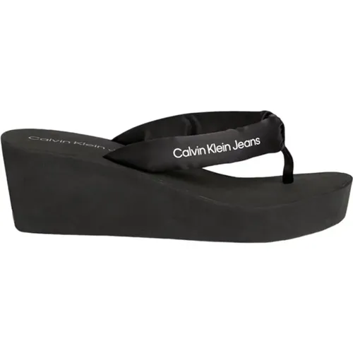 Schwarze Casual Textil Damen Sandalen , Damen, Größe: 36 EU - Calvin Klein Jeans - Modalova