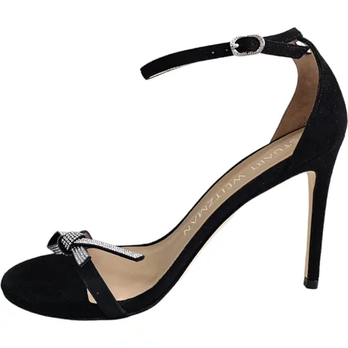 Schwarze Bow-Sandalen mit Strass-Detail , Damen, Größe: 39 EU - Stuart Weitzman - Modalova