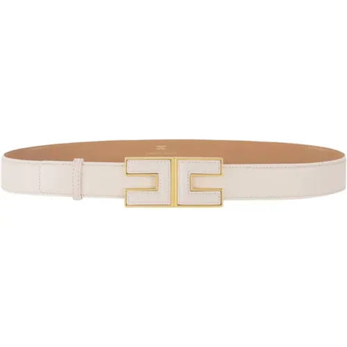 Belts, female, , Size: L Synthetic Leather Belt Ivory Gold - Elisabetta Franchi - Modalova