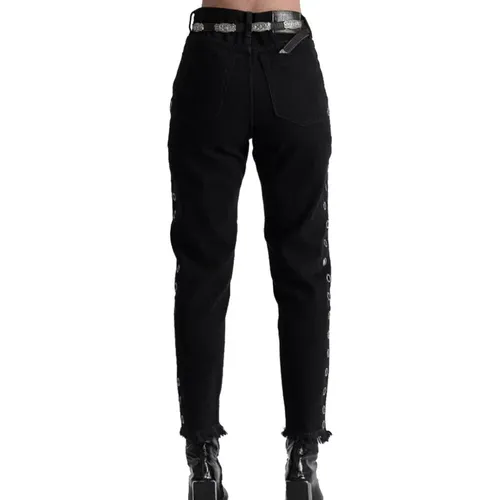 Schwarze Jeans mit hohem Bund und Ösen - One Teaspoon - Modalova