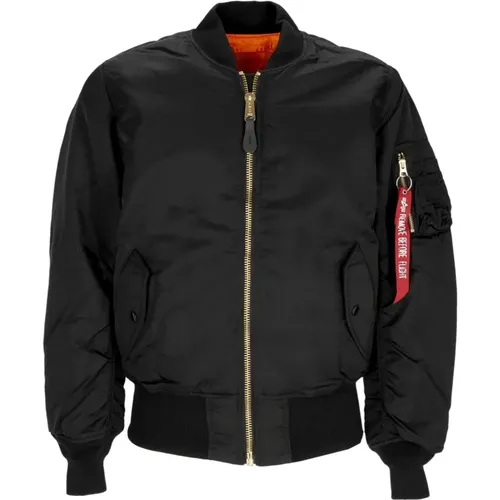 Wendbare Schwarze Bomberjacke mit Reißverschlusstaschen , Herren, Größe: L - alpha industries - Modalova