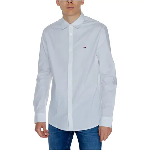 Weißes Button-Up Hemd Lange Ärmel - Tommy Jeans - Modalova