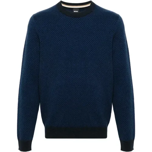 Navy Sweater Eltoro , male, Sizes: M, S, XL, 2XL, L - Hugo Boss - Modalova