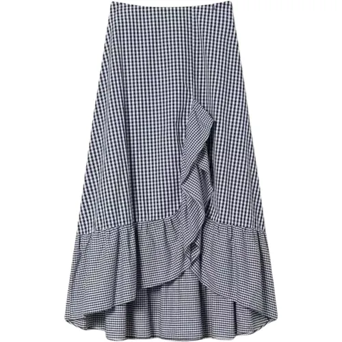 Vichy Print A-Line Skirt White , female, Sizes: M, S - Twinset - Modalova