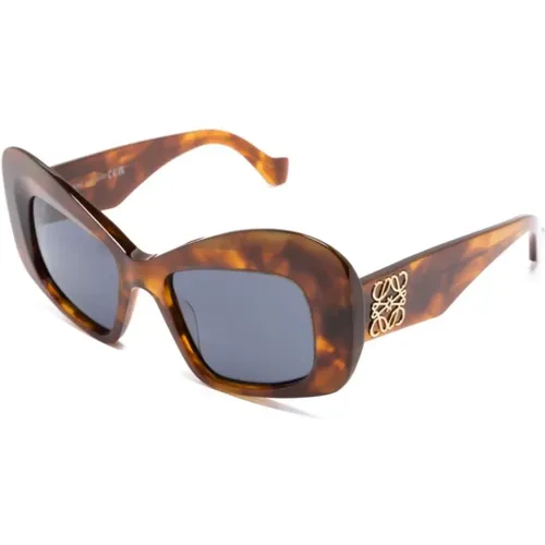 Braune Sonnenbrille mit Zubehör,Stylische Sonnenbrille Lw40128I,Lw40128I 01A Sunglasses,Blaue Sonnenbrille für den täglichen Gebrauch - Loewe - Modalova