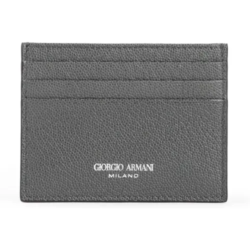 Wallets & Cardholders, male, , Size: ONE SIZE Leather Credit Card Holder - Giorgio Armani - Modalova