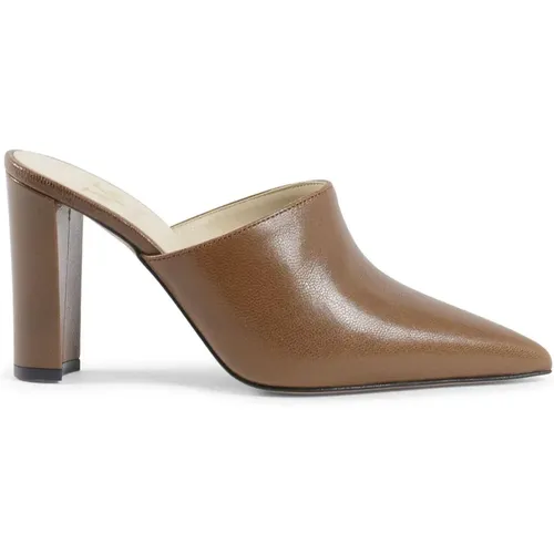 Braune Leder High-Heel Mule Sandale , Damen, Größe: 35 EU - 19v69 Italia - Modalova