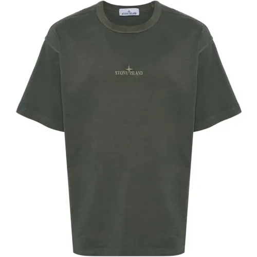 Grüne Baumwoll-T-Shirts und Polos , Herren, Größe: 2XL - Stone Island - Modalova