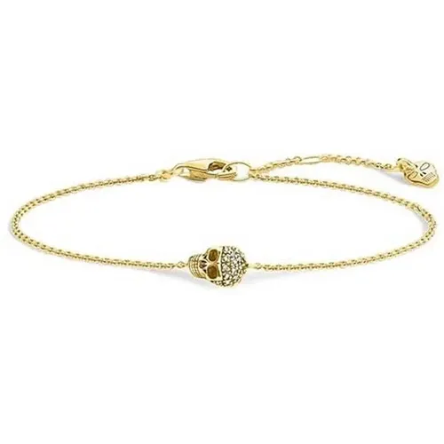 Bracelets, female, , Size: ONE SIZE Skull Diamond Gold Bracelet - Thomas Sabo - Modalova