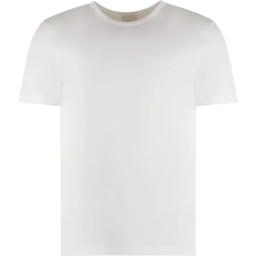 Gerippter Kragen Baumwoll-Crew-Neck T-Shirt , Herren, Größe: S - Calvin Klein - Modalova