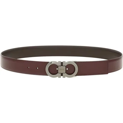 Belts, male, , Size: 110 CM Leather Reversible Belt Gancini Buckle - Salvatore Ferragamo - Modalova