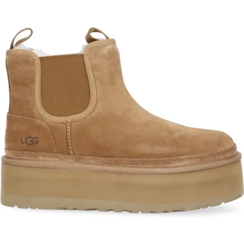 Braune Wildleder Stiefeletten mit Korksohle , Damen, Größe: 40 EU - Ugg - Modalova