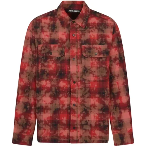 Gekrümmtes Logo Check Shirt Must Buy , Herren, Größe: M - Palm Angels - Modalova