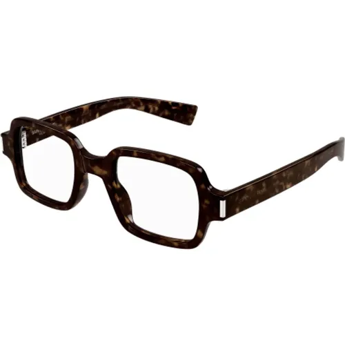 Glasses, unisex, , Size: M Square Optical Glasses Havana Tortoise - Saint Laurent - Modalova