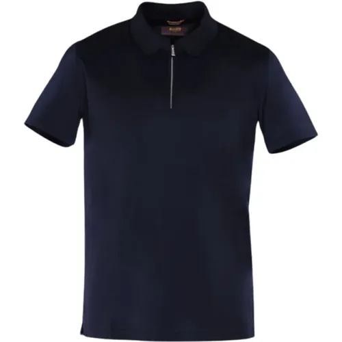 Baumwollpolo mit Reißverschlusskragen,Slim Fit Cotton Polo Shirt - Moorer - Modalova